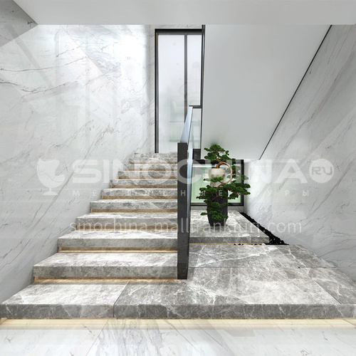 Natural gray modern marble staircase M-GB20B